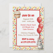 Girl's Birthday Party | Mouse & Cupcake Themed 招待状 (裏面)