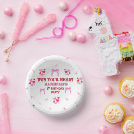 GIRLS BIRTHDAY PARTY ROUND HEARTS 7 INCH WHITE ペーパーボウル