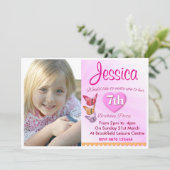 Girls Birthday Pink Party Photo Invitation 招待状 (スタンド正面)