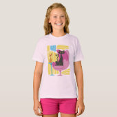 Girl's Black Cat Abstract Tシャツ (正面フル)
