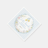 Girls Blue Bow Lemon Floral スタンダードカクテルナプキン (角)