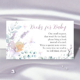 Girl's Butterfly & Flower Baby Showerブックリクエスト エンクロージャーカード