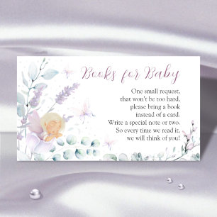Girl's Butterfly & Flower Baby Showerブックリクエスト エンクロージャーカード