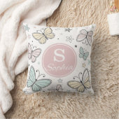 Girls Butterfly Monogram Cute Personalized gift クッション (ブランケット)