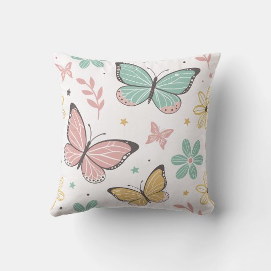Girls Butterfly Monogram Cute Personalized gift クッション (裏面)