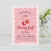 Girls Cherry First Birthday invitation  招待状 (スタンド正面)