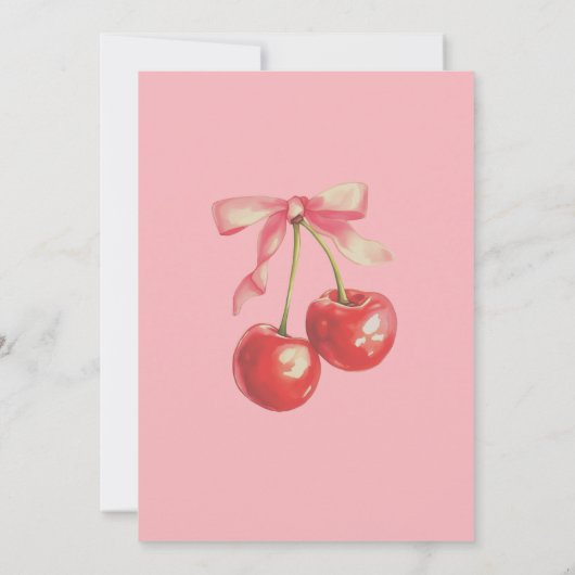 Girls Cherry First Birthday invitation  招待状 (裏面)