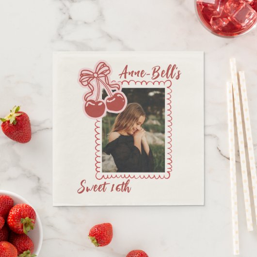 Girls Cherry Sweet 16th Birthday スタンダードランチョンナプキン (インサイチュ)