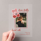 Girls Cherry Sweet 16th Birthday Invitation アクリル招待状 (インサイチュ (ポータブル))