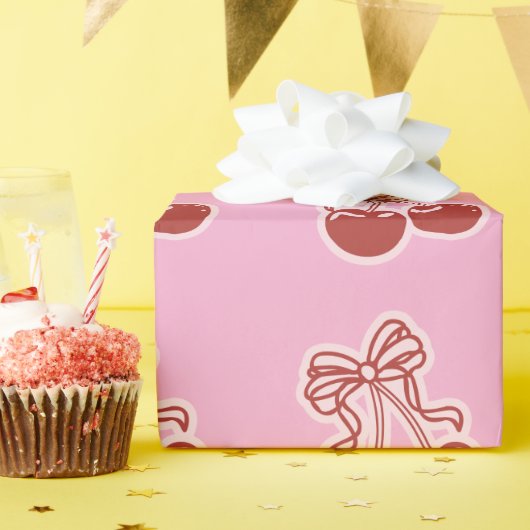 Girls Cherry Sweet 16th Birthday Invitation ラッピングペーパー (誕生日パーティー)