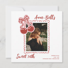 Girls Cherry Sweet 16th Birthday Invitation 招待状