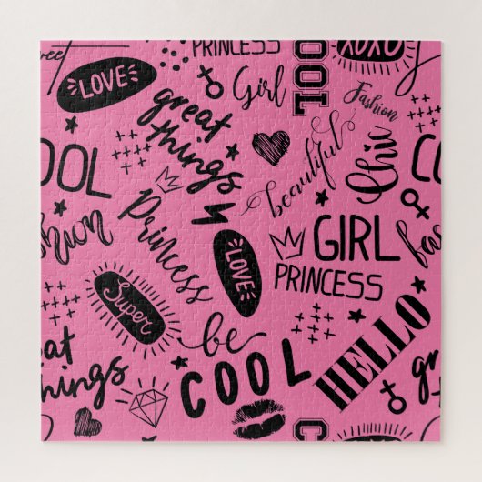 Girls Clituary:シームレスなファッションパターン ジグソーパズル (縦)