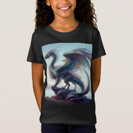 Girl's colorful beautiful dragon t-shirt tシャツ (正面)