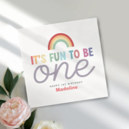 Girls Colorful Fun to be One Rainbow 2nd Birthday スタンダードカクテルナプキン