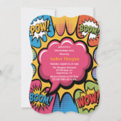 Girls’ Colorful Pop Art Birthday Party  招待状 (正面)