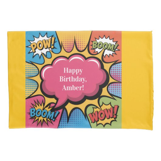 Girls’ Colorful Pop Art Birthday Party Gift 枕カバー (正面)