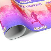 Girls Cross Country Running Rainbow ラッピングペーパー (ロールコーナー)