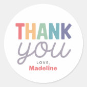 Girls Cute Colorful Fun Rainbow Birthday Favor ラウンドシール (正面)