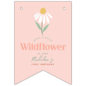 Girls Cute Daisy 1st Birthday Milestone Photo  バンティングフラッグ (第1の旗)