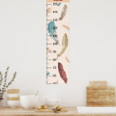 Girls Cute Feather Growth Chartメトリック ポスター (キッチン)