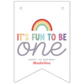 Girls Cute Fun to be One Birthday Milestone Photo バンティングフラッグ (第1の旗)