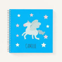 Girls Cute Magical Blue Unicorn Kids School
