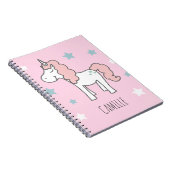 Girls Cute Magical Pink Unicorn Kids School ノートブック (右側)