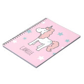 Girls Cute Magical Pink Unicorn Kids School ノートブック (左側)