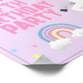 Girls Cute Magical Unicorn Birthday Welcome Sign ポスター (角)
