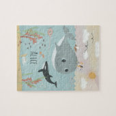 Girls Cute Ocean Orca and Whale Kids ジグソーパズル (横)