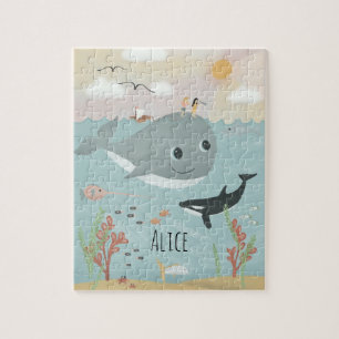 Girls Cute Ocean Orca and Whale Kids ジグソーパズル