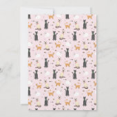 Girls Cute Pink Cat Kids Birthday 招待状 (裏面)