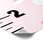 Girls Cute Pink Kitty Cat Cartoon Growth Chart ポスター (角)