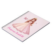 Girls Cute Pink Princess Personalised Notebook ノートブック (左側)