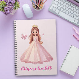 Girls Cute Pink Princess Personalised Notebook ノートブック