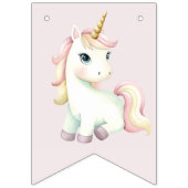 Girls Cute Pink Unicorn Birthday バンティングフラッグ (第1の旗)