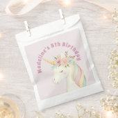 Girls Cute Pink Unicorn Birthday フェイバーバッグ (クリップ留めされた状態)