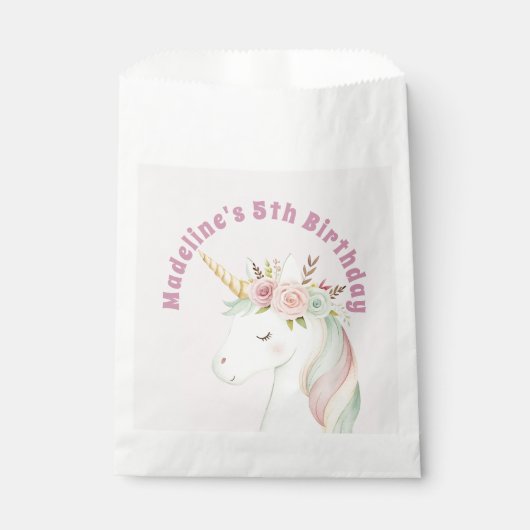 Girls Cute Pink Unicorn Birthday フェイバーバッグ (正面)