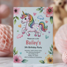 Girls Cute Pink Unicorn Kids Birthday Party