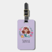Girls Cute Purple Mermaid Kids ラゲッジタグ (正面縦)