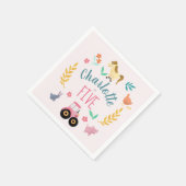 Girls Cute Rustic Pink Farm Animals Kids Birthday スタンダードカクテルナプキン (角)