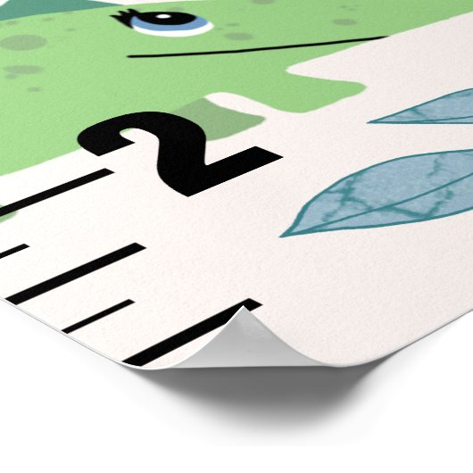 Girls Cute Safari Animals Elephant Growth Chart ポスター (角)