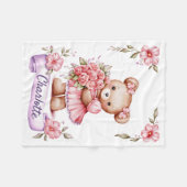 Girls Cute Teddy Bear Kids Fleece Blanket フリースブランケット (正面(横))
