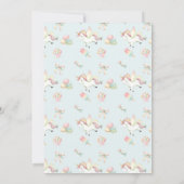 Girls Cute Turquoise Unicorn Fifth Birthday  招待状 (裏面)