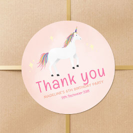 Girls Cute Unicorn Birthday Thank You Favor ラウンドシール
