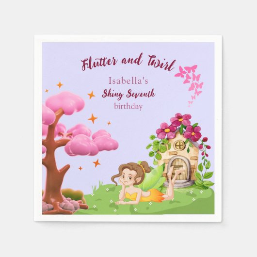 Girls Cute Yellow Fairy Fairytale home スタンダードカクテルナプキン (正面)