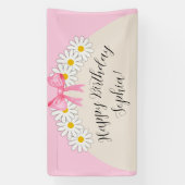 Girl's Daisy Flower and Bow Birthday Banner 横断幕 (縦)