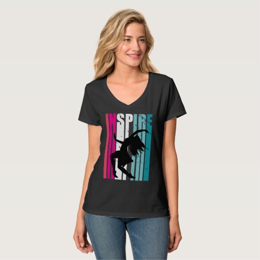 Girls Dance Inspire Coach Dancer Retro Dancing Tシャツ (正面フル)