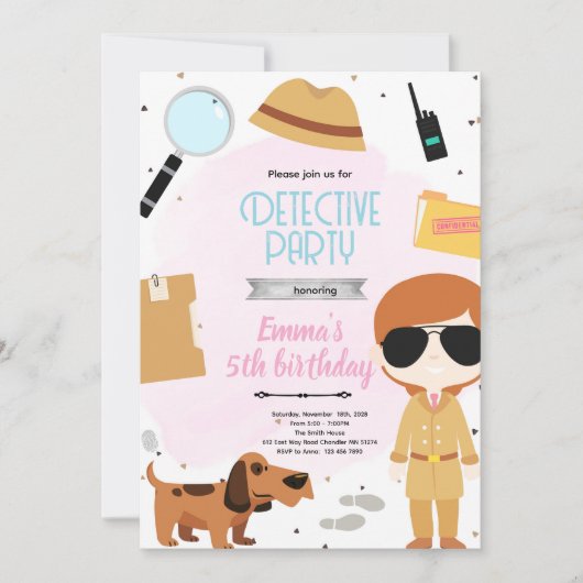 Girls Detective Party Invitation 招待状 (正面)