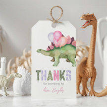 Girl's Dinosaur Birthday Party Favor Tags